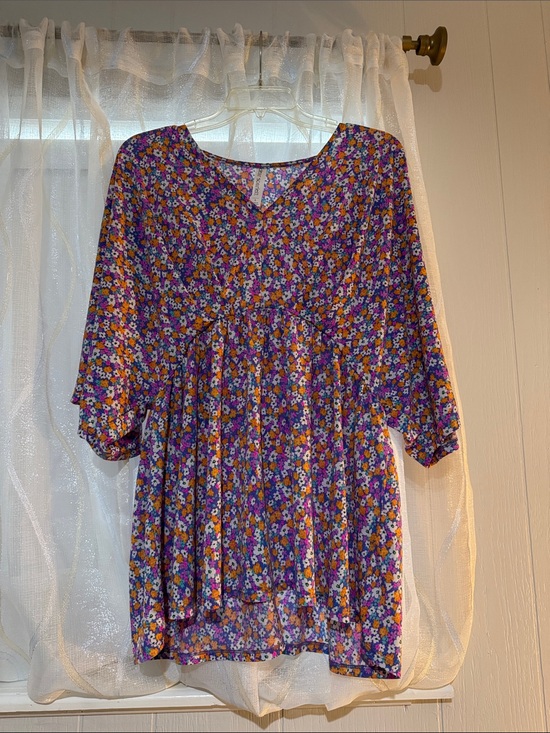Dear Scarlett Tops - Floral V-Neck Purple Tunic Top